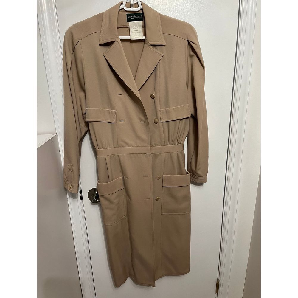 Harve Benard vintage 100% wool button tan dress size‎ 8